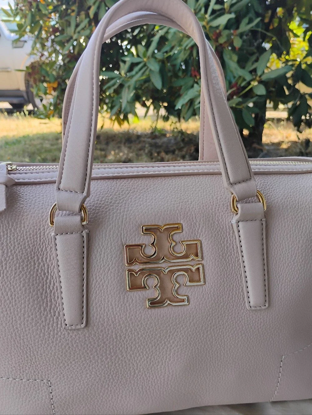 Tory Burch-Britten Pebbled Leather Satchel (Pink Moon 🩷🌙) Dust Bag Included